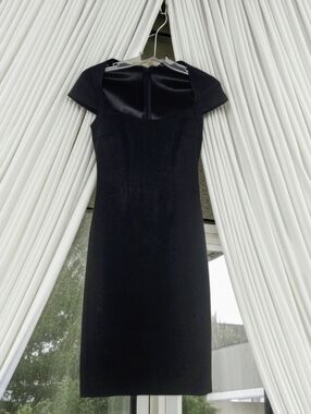 Vintage Classic Black Cap-Sleeve Midi Dress By Maria Bianca Nero - Size S
